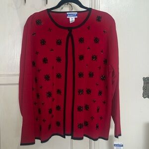 Pendleton Wool Blend Beaded Embellishments Cardigan